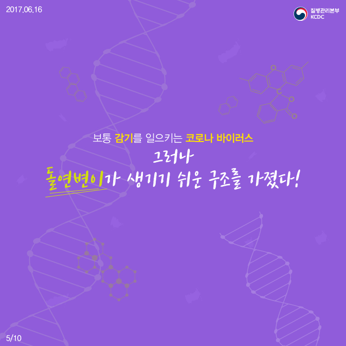 보통 감기를 일으키는 코로나 바이러스 그러나 돌열변이가 생기기 쉬운 구조를 가졌다!