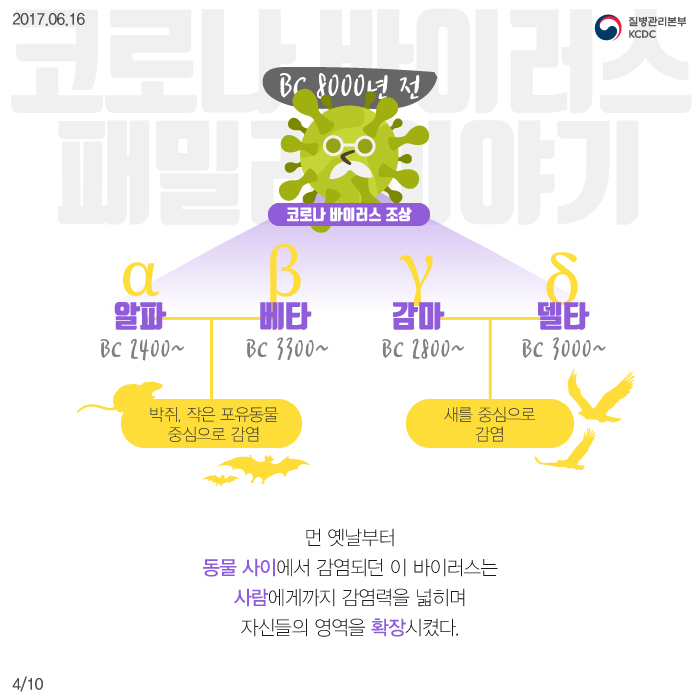 먼 옛날부터 동물 사이에서 감염되던 이 바이러스는 사람에게까지 감염력을 넓히며 자신들의 영역을 확장시켰다.