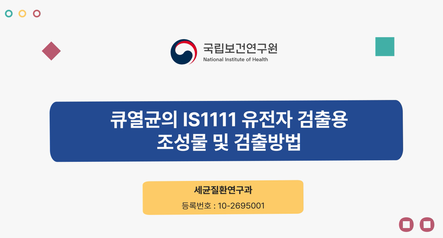 큐열균의 IS1111 유전자 검출용 조성물 및 검출방법